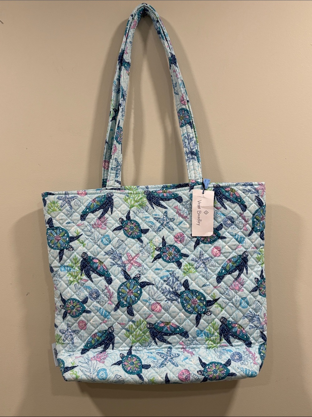 Vera Bradley Turtle Dream Quilted Sea Turtle Vera Tote in Light Blue NWT